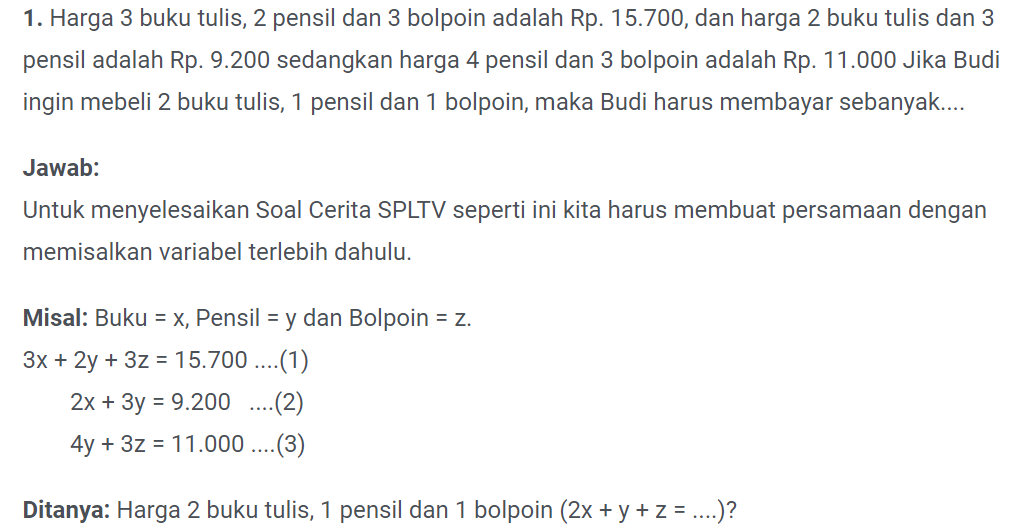 Soal Cerita Persamaan Linear 3 Variabel.1