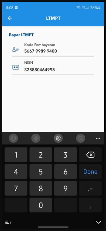 Masukkan Kode Pembayaran Dan Nomor Nisn