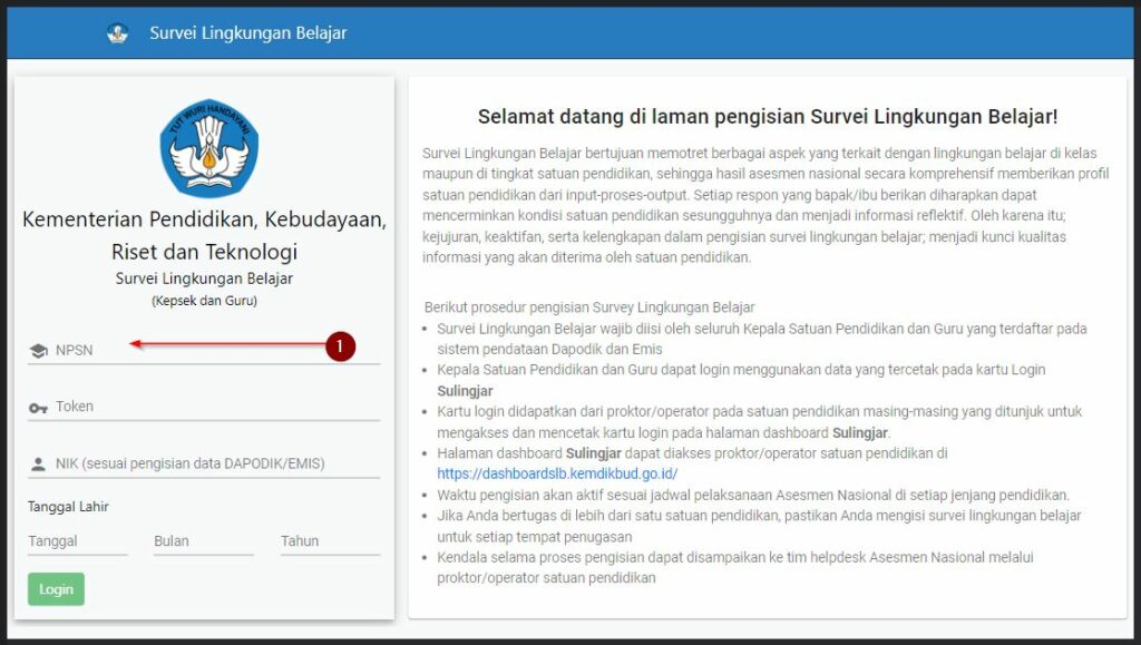 Isi Npsn Sekolah Dan Identitas Lainnya Seperti Token Dan Tanggal Lahir