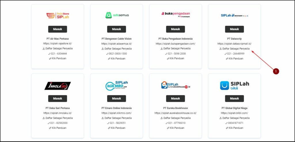 Klik Daftar Sebagai Penyedia Untuk Menjadi Mitra Siplah