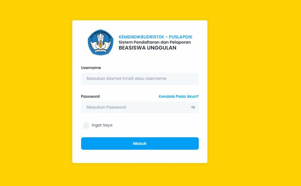 Login Program Beasiswa Unggulan Dari Puslapdik Kemdikbudristek Ri