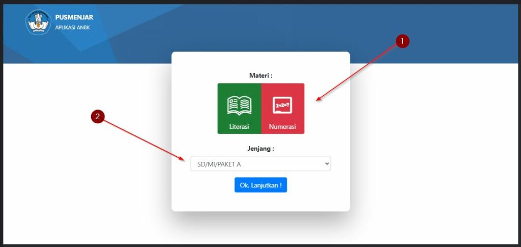 Pilih Materi Dan Jenjang Di Pusmenjar Aplikasi Anbk Kemdikbud