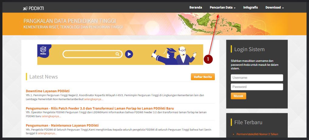 Pilih Menu Pencarian Data Di Forlap Dikti