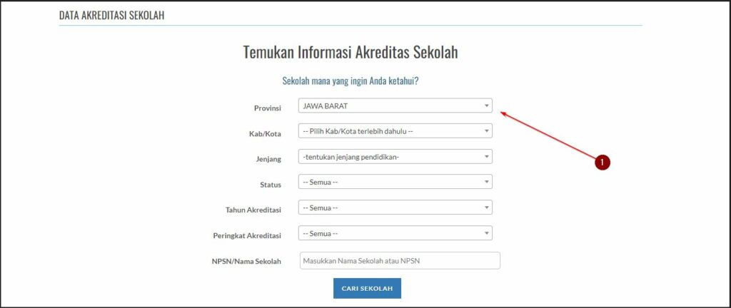 Pilih Provinsi Dan Kota Sekolah Serta Kode Npsn Untuk Cek Akreditasi Di Bansm