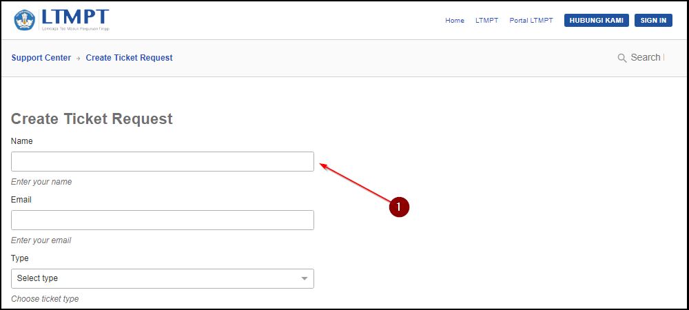 Cara Buka Tiket Bantuan Di Laman Support Ltmpt