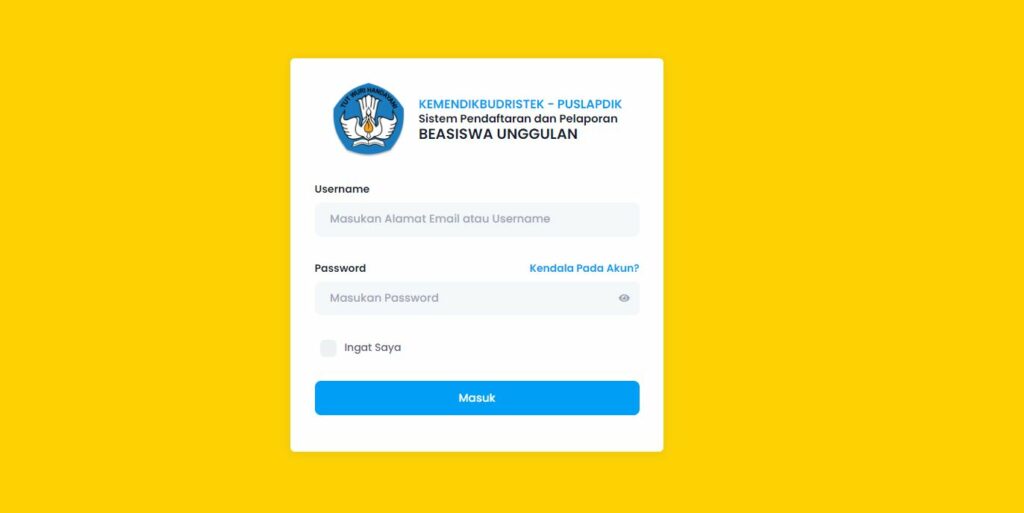 Login Akun Beasiswa Unggulan Dari Kemdikbud