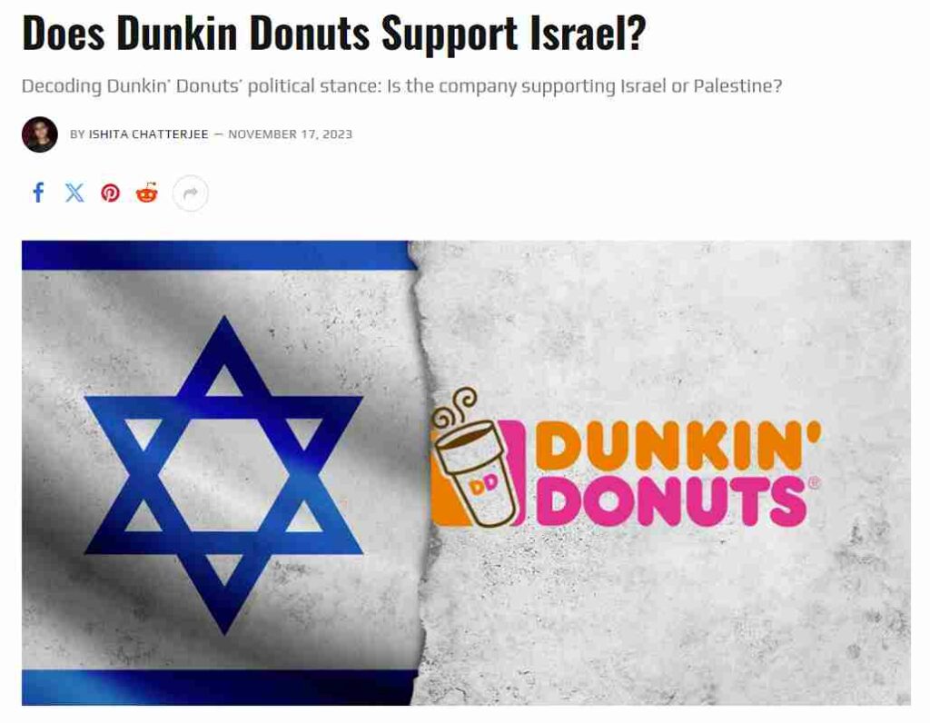 Dunkin’ Donuts and Israel Unveiling Alleged Supportive Connections