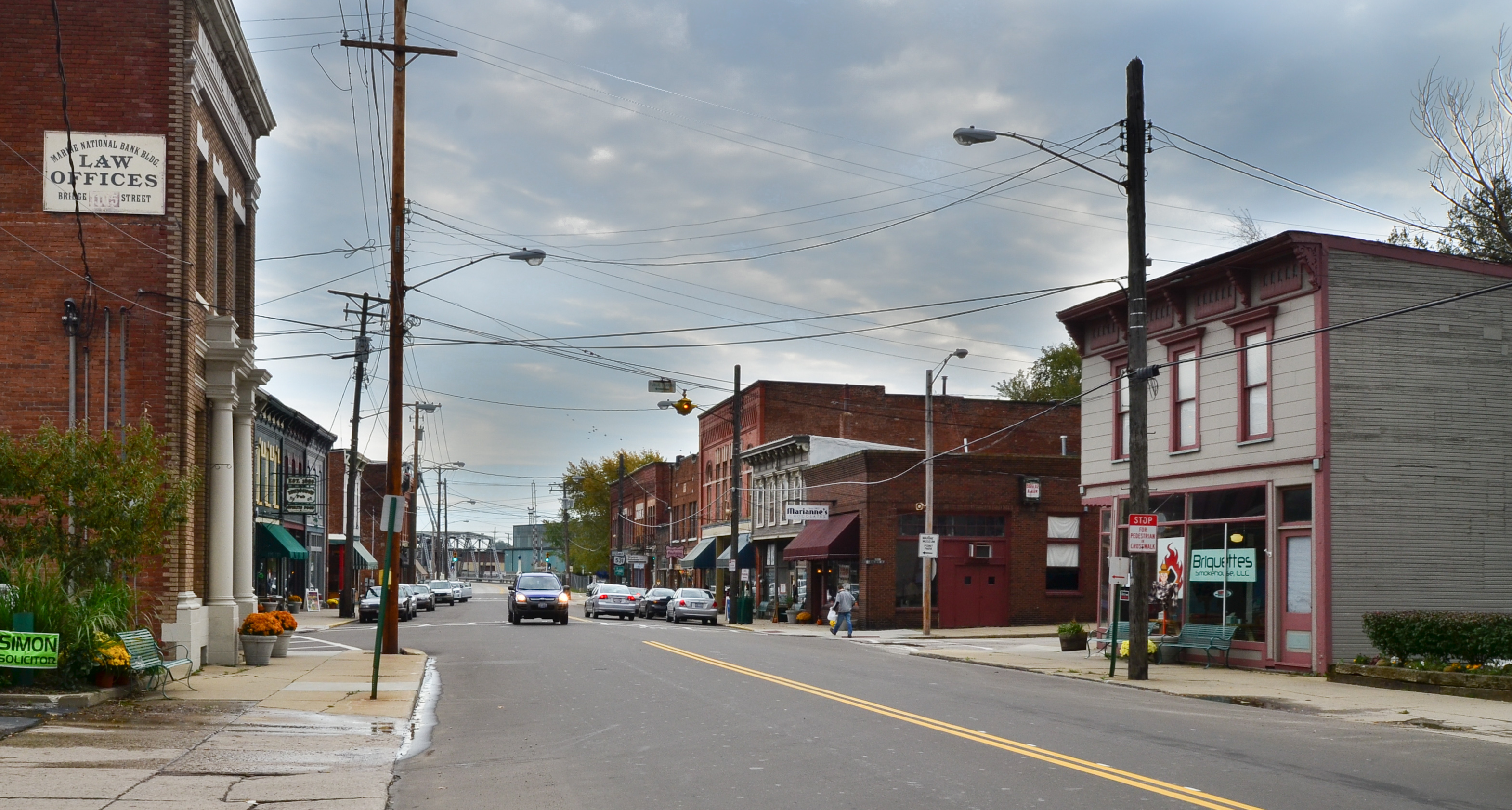 Ashtabula ( ASH-tə-BYU-lə) is the largest city in Ashtabula County, Ohio, in the United States. It lies at the mouth of the Ashtabula River, on Lake Erie, 53 miles (85 km) northeast of Cleveland. At the 2020 census, the city had 17,975 people. Like many other cities in the Rust Belt, it has lost population because of a decline in industrial jobs since the 1960s. It is part of the Cleveland metropolitan area.
The name Ashtabula is derived from ashtepihəle, which means "always enough fish to be shared around" in the Lenape language.In the middle of the 19th century, the city was an important destination on the Underground Railroad, because from Ashtabula refugee slaves could take ships across Lake Erie to Canada and freedom. Even in the free state of Ohio, they were at risk of being captured by slavecatchers.
In the late 19th century, the city became a major coal port on Lake Erie. Coal and iron were shipped here, the latter from the Mesabi Range in Minnesota. The city attracted immigrants from Finland, Sweden, and Italy in the industrial period. Ashtabula hosts an annual Blessing of the Fleet Celebration, usually in late May or early June. As part of the celebration, a religious procession and prayer service is held at Ashtabula Harbor. The city was the site of the FinnFestUSA in 2007, a celebration of Finnish Americans.