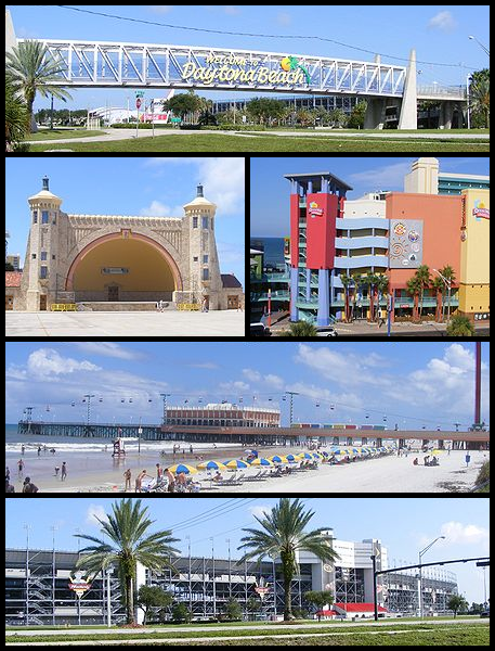 Daytona Beach, or simply Daytona, is a coastal resort city in Volusia County, Florida, United States. Located on the East Coast of the United States, its population was 72,647 at the 2020 census. It is part of the Deltona–Daytona Beach–Ormond Beach metropolitan area, and is a principal city of the Fun Coast region of Florida.
Daytona Beach is historically known for its beach, where motorized vehicles are permitted on some hard-packed sand beaches. Motorsports on the beach became popular, and the Daytona Beach and Road Course hosted races for over 50 years, replaced in 1959 by Daytona International Speedway. The city is the headquarters of NASCAR.
Daytona Beach hosts large groups of tourist, and notable events include Speedweeks which attracts 200,000 visitors to the Daytona 500. Other events include the NASCAR Coke Zero Sugar 400, Daytona Beach Bike Week, Biketoberfest, and the 24 Hours of Daytona endurance race.