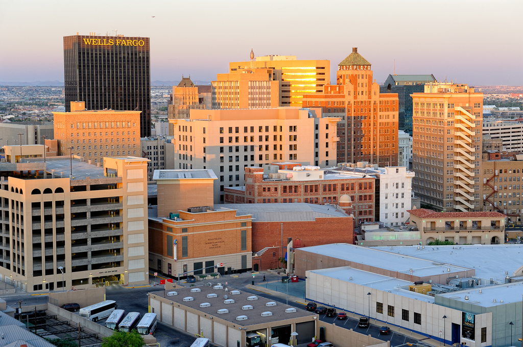 El Paso (; Spanish: [el ˈpaso]; lit. 'the pass' or 'the step') is a city in and the county seat of El Paso County, Texas, United States. The 2020 population of the city from the U.S. Census Bureau was 678,815, making it the 22nd-most populous city in the U.S., the most populous city in West Texas, and the sixth-most populous city in Texas. The city has the largest Hispanic population share of main cities in the U.S. at 81%.
Its metropolitan statistical area covers all of El Paso and Hudspeth counties in Texas, and had a population of 868,859 in 2020.El Paso stands on the Rio Grande across the Mexico–United States border from Ciudad Juárez, the most populous city in the Mexican state of Chihuahua. The Las Cruces area, in the neighboring U.S. state of New Mexico, has a population of 219,561. On the U.S. side, the El Paso metropolitan area forms part of the larger El Paso–Las Cruces combined statistical area, which has a population of 1,092,742. These three cities form a combined international metropolitan area sometimes referred to as the Paso del Norte or the Borderplex. The region of 2.7 million people constitutes the largest bilingual and binational workforce in the Western Hemisphere.The city is home to three publicly traded companies, and former Western Refining, now Marathon Petroleum, as well as home to the Medical Center of the Americas, the only medical research and care provider complex in West Texas and Southern New Mexico, and the University of Texas at El Paso, the city's primary university. The city hosts the annual Sun Bowl college football postseason game, the second-oldest bowl game in the country. El Paso has a strong federal and military presence. William Beaumont Army Medical Center, Biggs Army Airfield, and Fort Bliss are located in the area. Also headquartered in El Paso is the Drug Enforcement Administration domestic field division 7, El Paso Intelligence Center, Joint Task Force North, United States Border Patrol El Paso Sector, and U.S. Border Patrol Special Operations Group.
El Paso is a five-time All-America City Award winner, winning in 1969, 2010, 2018, 2020, and 2021, and Congressional Quarterly ranked it in the top-three safest large cities in the United States between 1997 and 2014, including holding the title of the safest city between 2011 and 2014.El Paso is also the largest majority-Hispanic city in the United States, with 83% of its population being Hispanic.