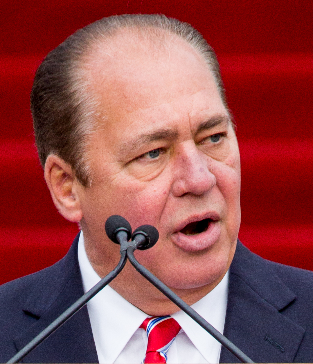 Earl Ray Tomblin (born March 15, 1952) is an American politician who served as the 35th governor of West Virginia from 2011 to 2017. A member of the Democratic Party, he previously served in the West Virginia Senate from 1980 to 2011 and as president of the West Virginia Senate from 1995 to 2011. Tomblin became acting governor in November 2010 following Joe Manchin's election to the U.S. Senate. He won a special election in October 2011 to fill the unexpired term ending on January 14, 2013, and was elected to a full term as governor in November 2012.