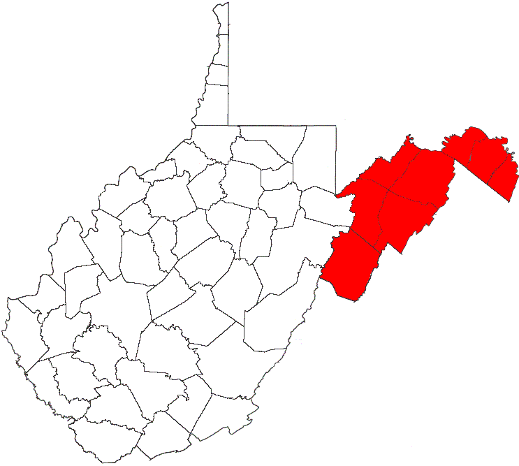The Eastern Panhandle is the eastern of the two panhandles in the U.S. state of West Virginia; the other is the Northern Panhandle. It is a small stretch of territory in the northeast of the state, bordering Maryland and Virginia. Some sources and regional associations only identify the Eastern Panhandle as being composed of Morgan, Berkeley, and Jefferson counties. Berkeley and Jefferson counties are geographically located in the Shenandoah Valley. West Virginia is the only U.S. state with two panhandles.