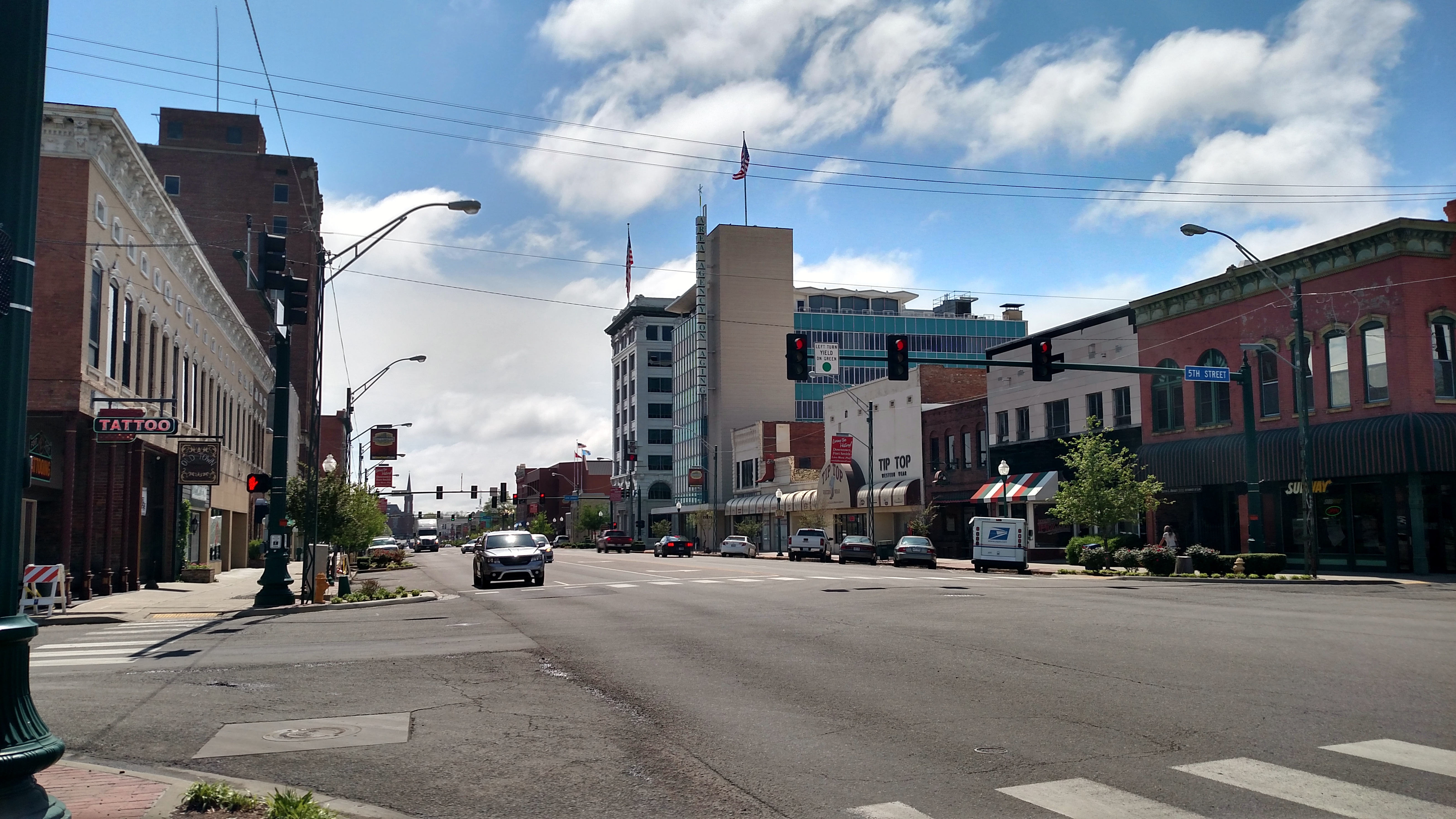 Fort Smith is the 3rd most populous city in Arkansas and one of the two county seats of Sebastian County. As of the 2020 census, the population was 89,142. It is the principal city of the Fort Smith, Arkansas–Oklahoma Metropolitan Statistical Area, a region of 298,592 residents that encompasses the Arkansas counties of Crawford, Franklin, and Sebastian, and the Oklahoma counties of LeFlore and Sequoyah.
Fort Smith lies on the Arkansas–Oklahoma state border, situated at the confluence of the Arkansas and Poteau rivers, also known as Belle Point. Fort Smith was established as a western frontier military post in 1817, when it was also a center of fur trading. The city developed there. It became well known as a base for migrants' settling of the "Wild West" and for its law enforcement heritage, as it was the hub for white law enforcement of the adjacent Indian Territory.  
The city government is led by Mayor George McGill (D), who in 2018 was elected as the city's mayor (the first African American in its history), and a city Board of Directors composed of three members elected at-large and four members elected by ward.

