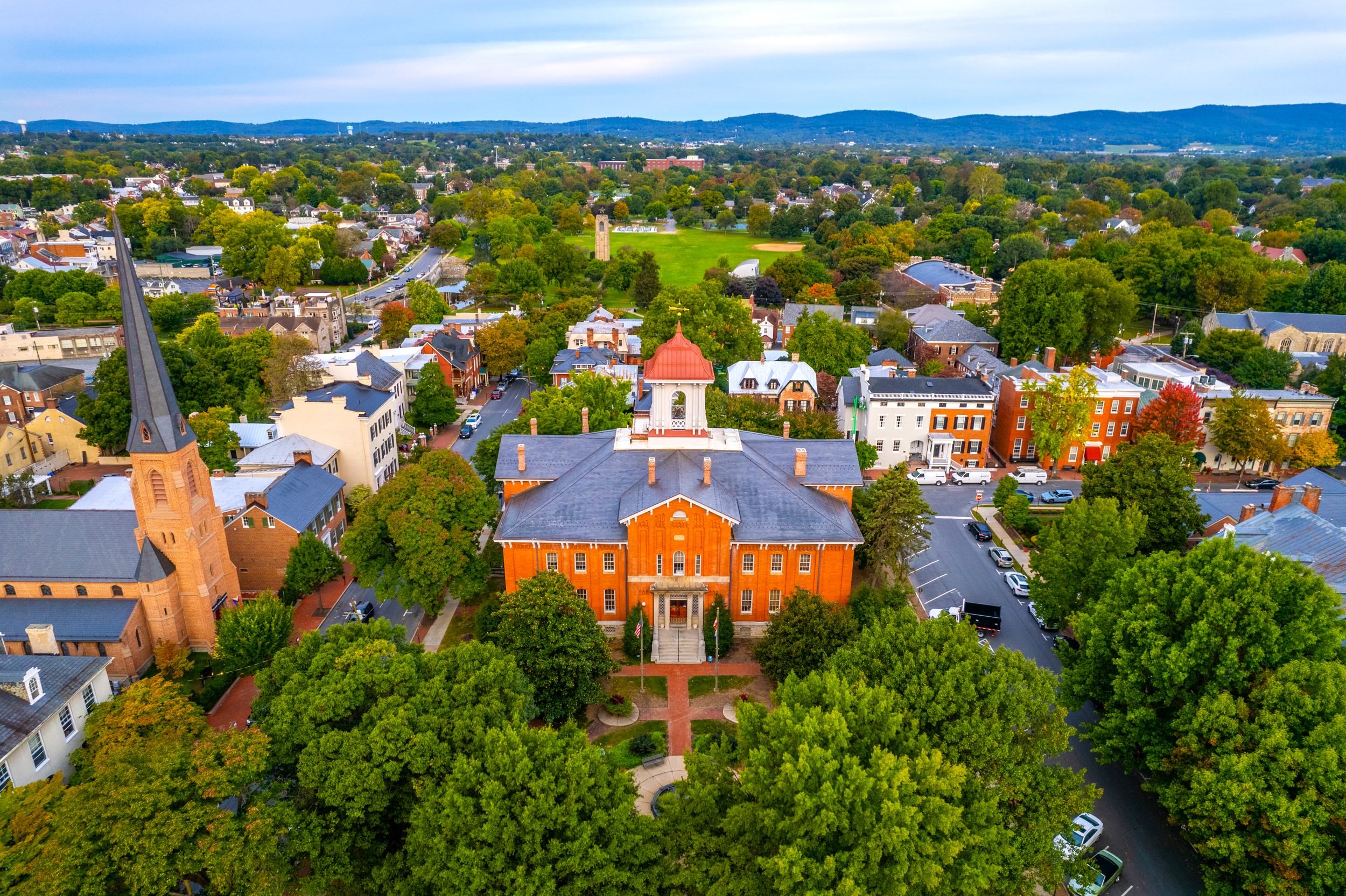 Frederick is a city in, and the county seat of, Frederick County, Maryland, United States. It is located at an important crossroads at the intersection of a major north–south Native American trail and east–west routes to the Chesapeake Bay, both at Baltimore and what became Washington, D.C., and across the Appalachian mountains to the Ohio River watershed. Frederick's population was 78,171 people as of the 2020 census, making it the second-largest incorporated city in Maryland behind Baltimore. It is a part of the Washington metropolitan area, which is part of a greater Washington–Baltimore combined statistical area. 
Frederick is home to Frederick Municipal Airport (IATA: FDK), which accommodates general aviation, and Fort Detrick, a U.S. Army bioscience and communications research installation and Frederick County's largest employer.