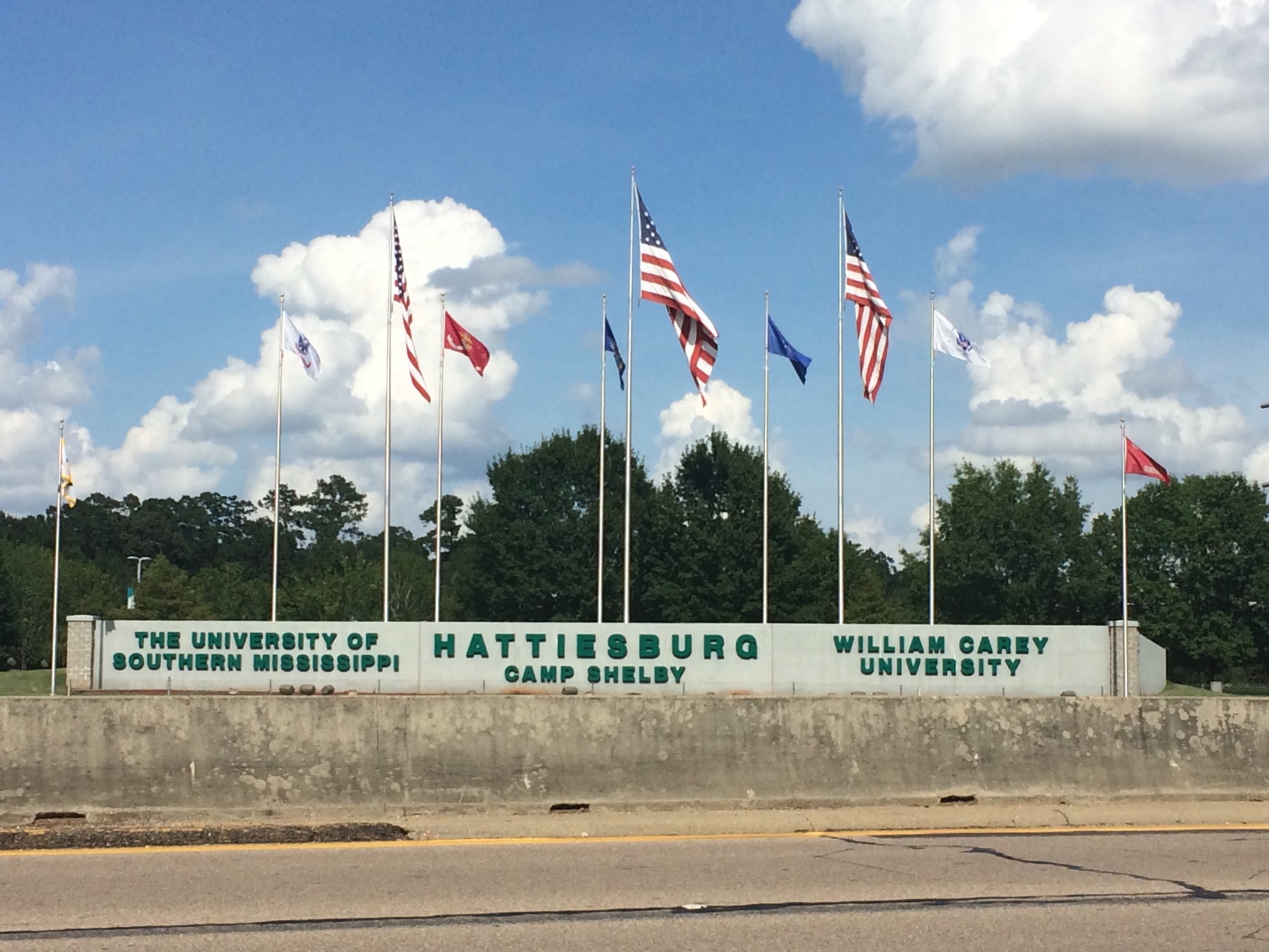 Hattiesburg is the 5th most populous city in the U.S. state of Mississippi, located primarily in Forrest County (where it is the county seat and most populous city) and extending west into Lamar County. The city population was 45,989 at the 2010 census, with the population now being 48,730 in 2020. Hattiesburg is the principal city of the Hattiesburg Metropolitan Statistical Area, which encompasses Covington, Forrest, Lamar, and Perry counties. The city is located in the Pine Belt region.
Development of the interior of Mississippi took place primarily after the American Civil War. Before that time, only properties along the major rivers were developed as plantations. Founded in 1882 by civil engineer William H. Hardy, Hattiesburg was named in honor of Hardy's wife Hattie. The town was incorporated two years later with a population of 400. Hattiesburg's population first expanded as a center of the lumber and railroad industries, from which was derived the nickname "The Hub City". It now attracts newcomers because of the diversity of its economy, strong neighborhoods, and the central location in South Mississippi.
Hattiesburg is a prominent college town, home to the University of Southern Mississippi (founded as Mississippi Normal College, for the training of teachers) and William Carey University (formerly William Carey College). South of Hattiesburg is Camp Shelby, the largest US National Guard training base east of the Mississippi River, which hosts up to 100,000 National Guardsmen and Reservists annually.