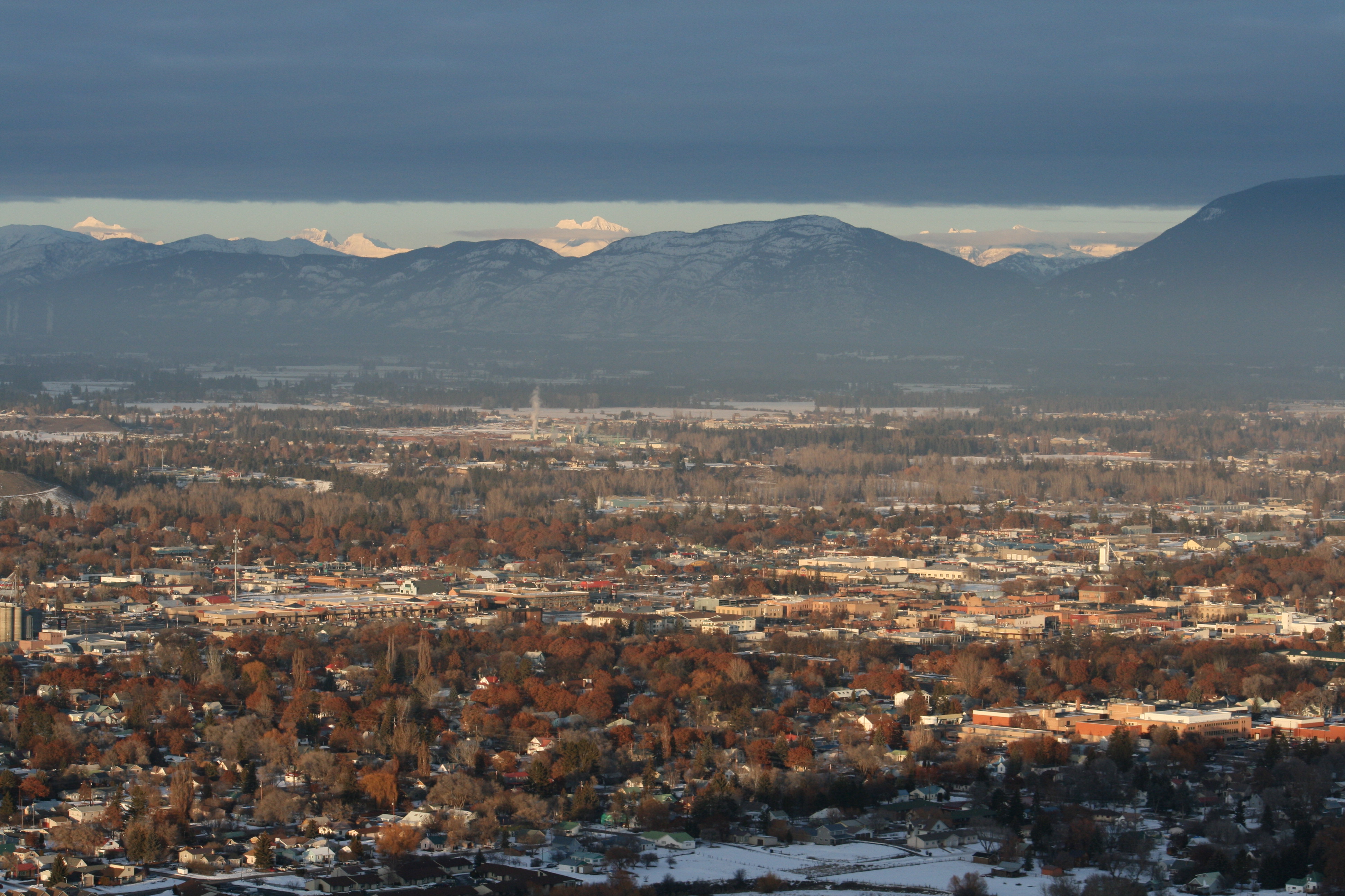 Kalispell (, Montana Salish: Ql̓ispé, Kutenai language: kqayaqawakⱡuʔnam) is a city in Montana and the county seat of Flathead County, Montana, United States. The 2020 census put Kalispell's population at 24,558. In Montana's northwest region, it is the largest city and the commercial center of the Kalispell Micropolitan Statistical Area. The name Kalispell is a Salish word meaning "flat land above the lake".