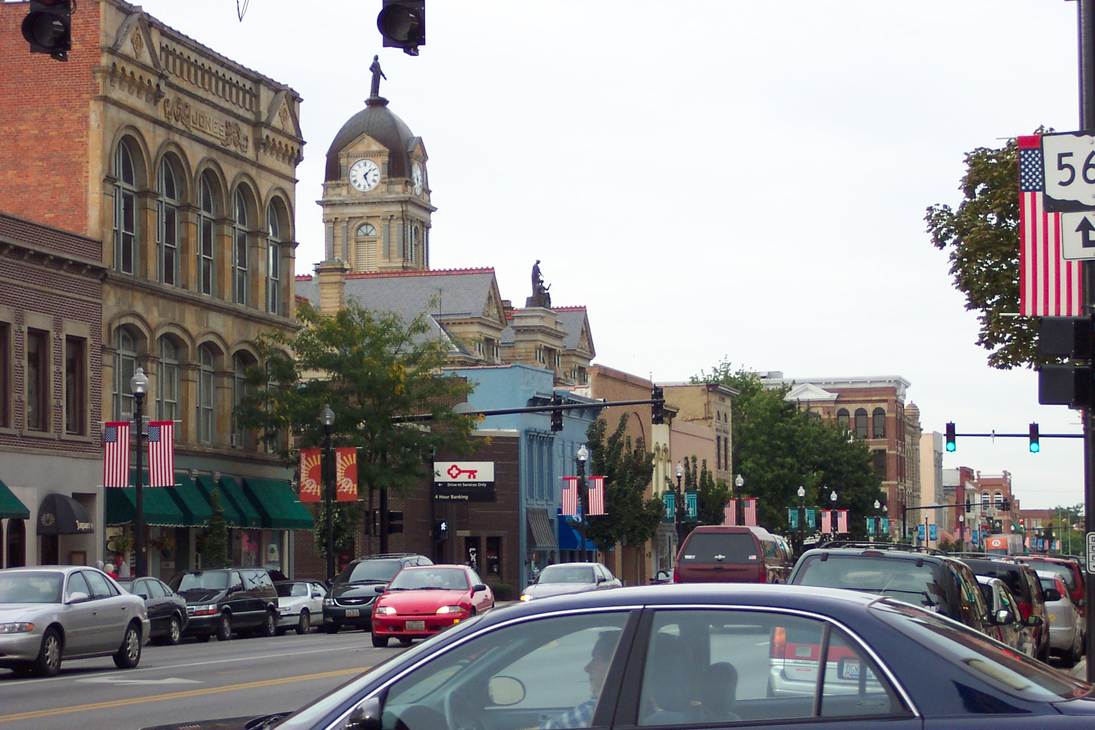 Findlay ( FIN-lee) is a city in and the county seat of Hancock County, Ohio, United States. The second-largest city in Northwest Ohio, Findlay lies about 40 miles (64 km) south of Toledo. Its population was 40,313 at the 2020 census. The principal city of the Findlay micropolitan area, it is home to the University of Findlay and the headquarters of Fortune 100 company Marathon Petroleum.