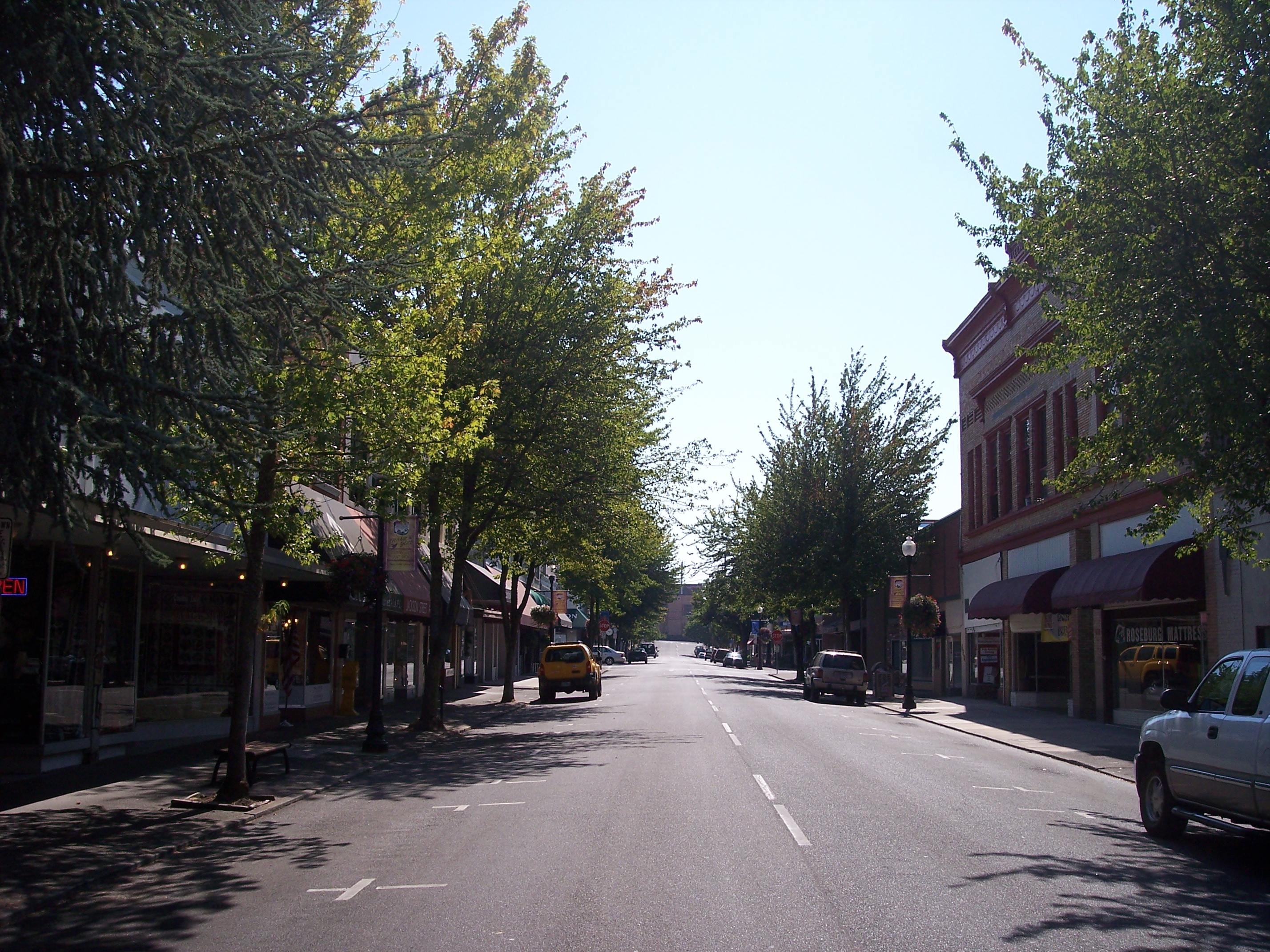 Roseburg is a city in the U.S. state of Oregon. It is in the Umpqua River Valley in southern Oregon and is the county seat and most populous city of Douglas County. Founded in 1851, the population was 23,683 at the 2020 census, making it the principal city of the Roseburg, Oregon Micropolitan Statistical Area. The community developed along both sides of the South Umpqua River and is traversed by Interstate 5. Traditionally a lumber industry town, Roseburg was the original home of Roseburg Forest Products, which is now based in nearby Springfield.